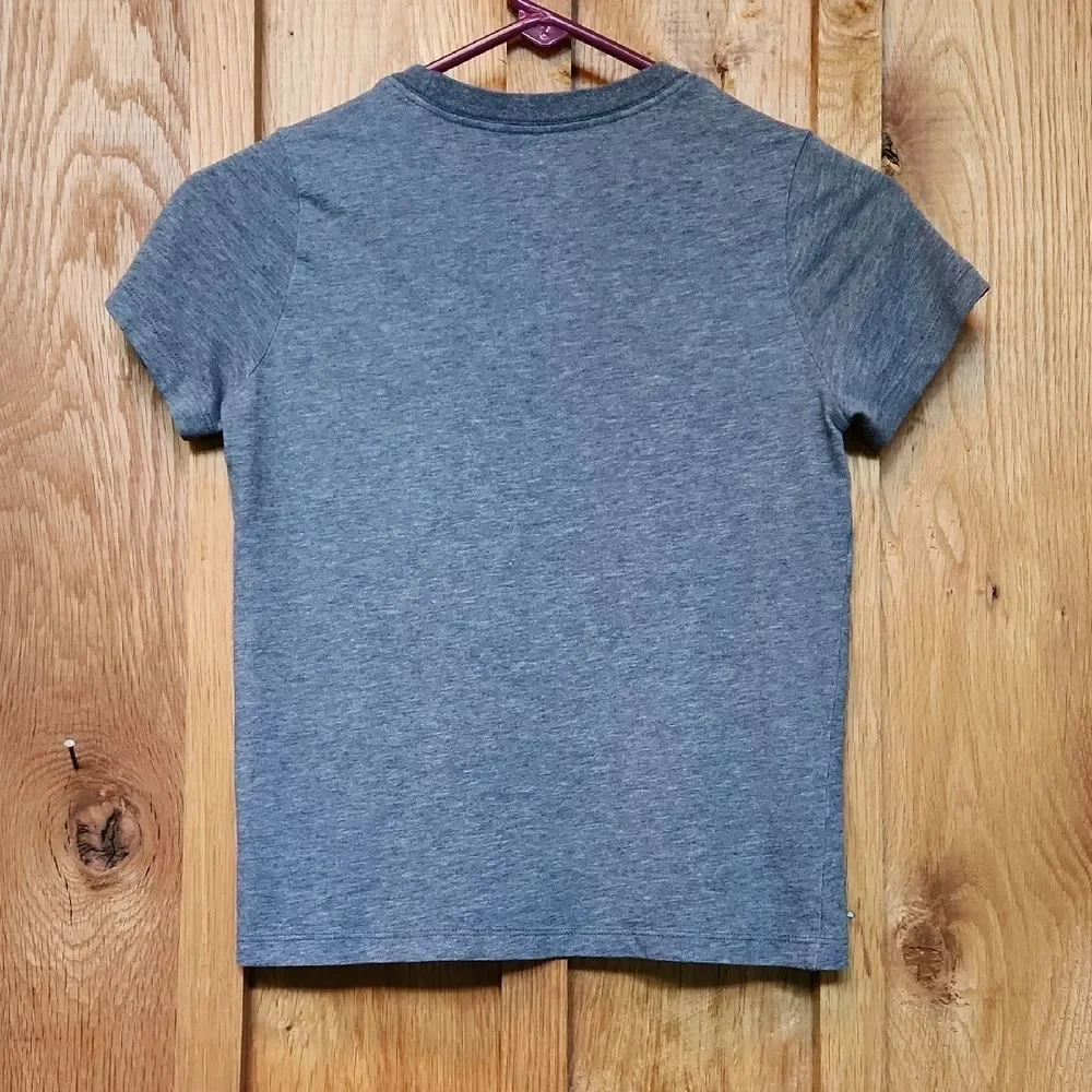 Nike Gray & Pink Logo Dri Fit Athletic Short Sleeve Tee, Medium